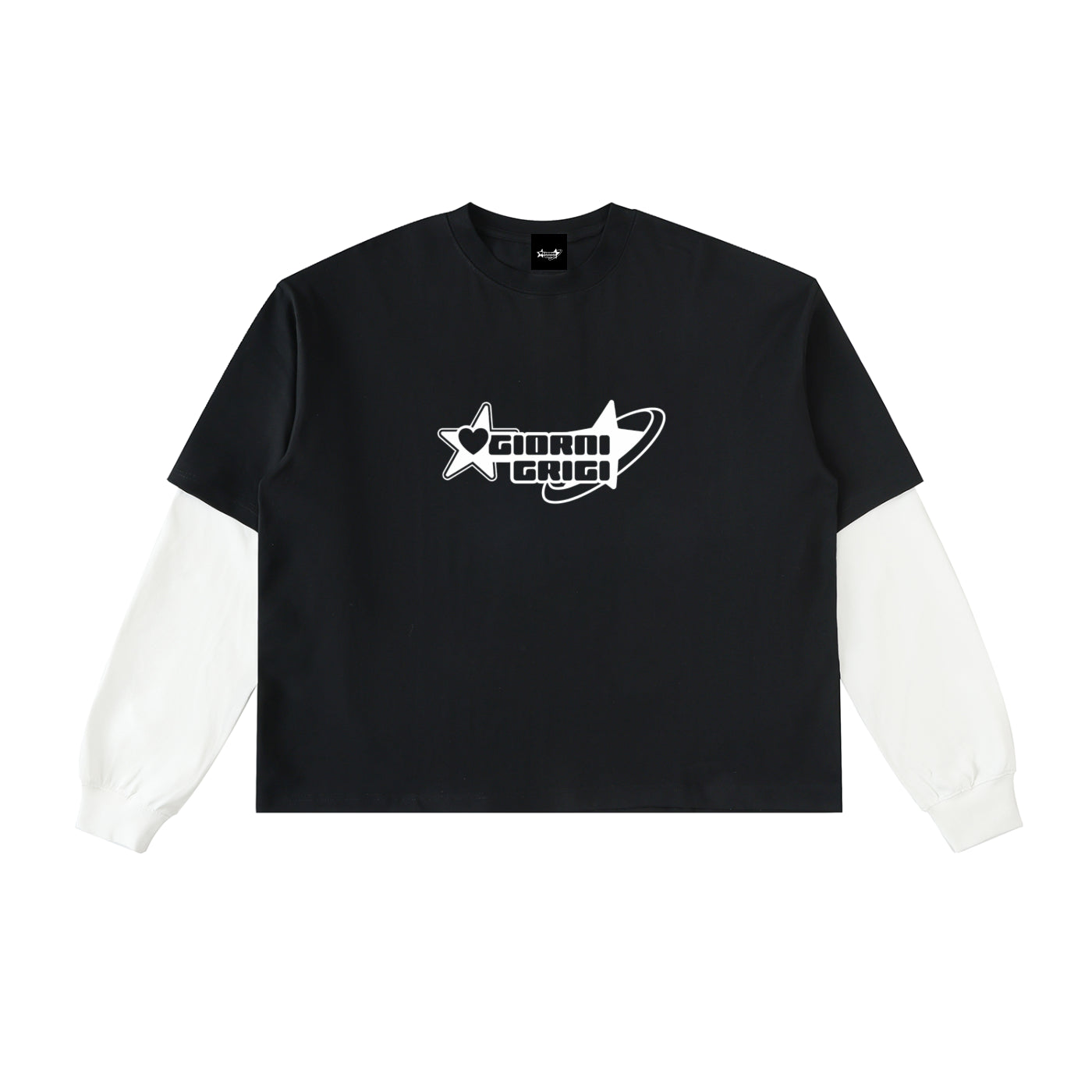 Layered Contrast Sleeve Cotton T-Shirt
