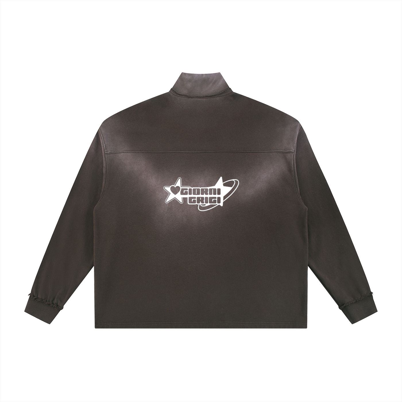 Sun Fade Raw Edge Quarter-Zip Sweatshirt