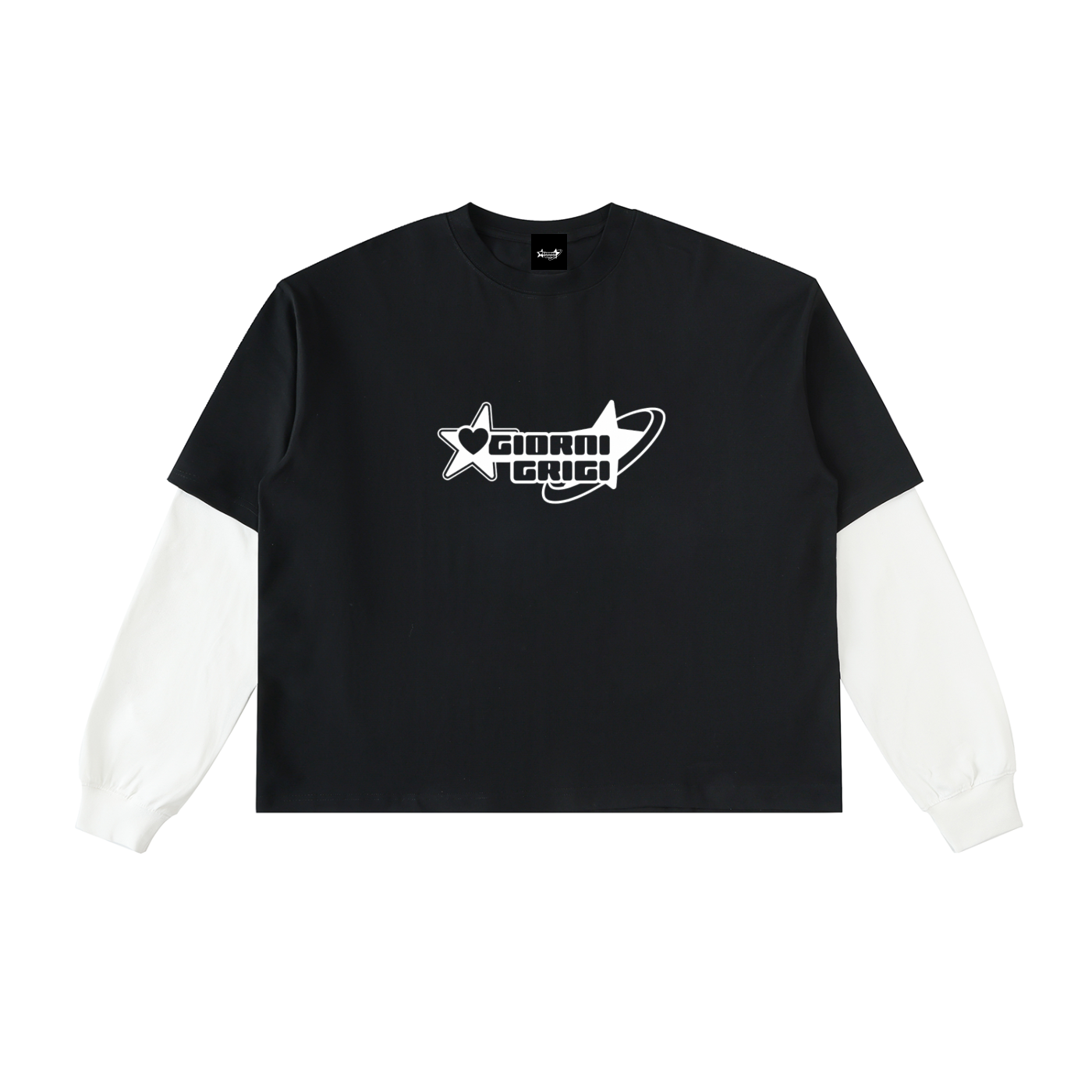 Layered Contrast Sleeve Cotton T-Shirt