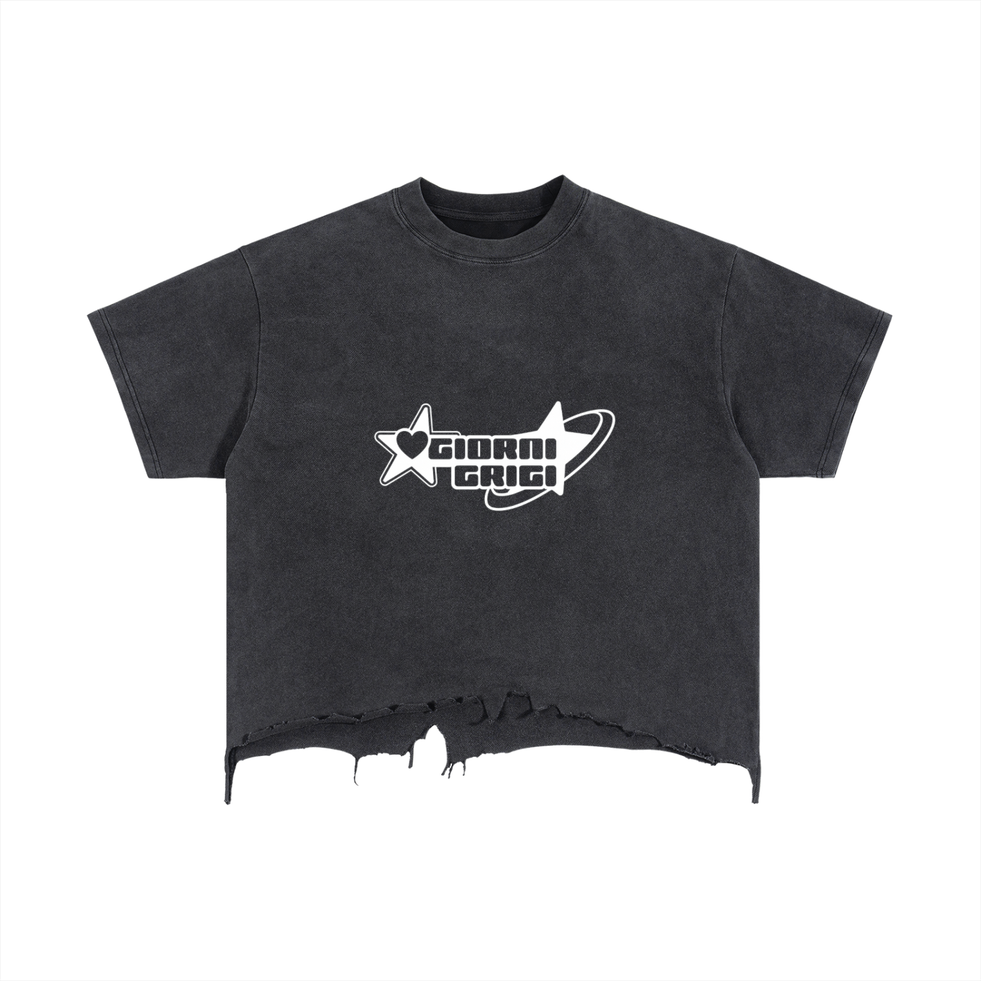 Vintage Wash Boxy Distressed Hem T-Shirt