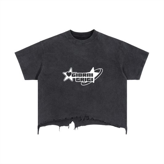 Vintage Wash Boxy Distressed Hem T-Shirt