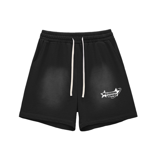 Sun Fade Raw Edge Cotton Shorts