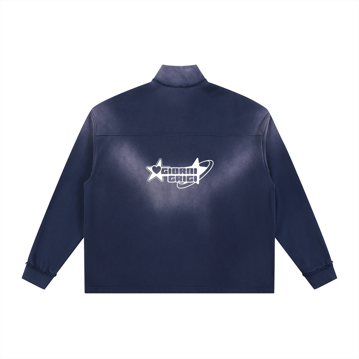 Sun Fade Raw Edge Quarter-Zip Sweatshirt