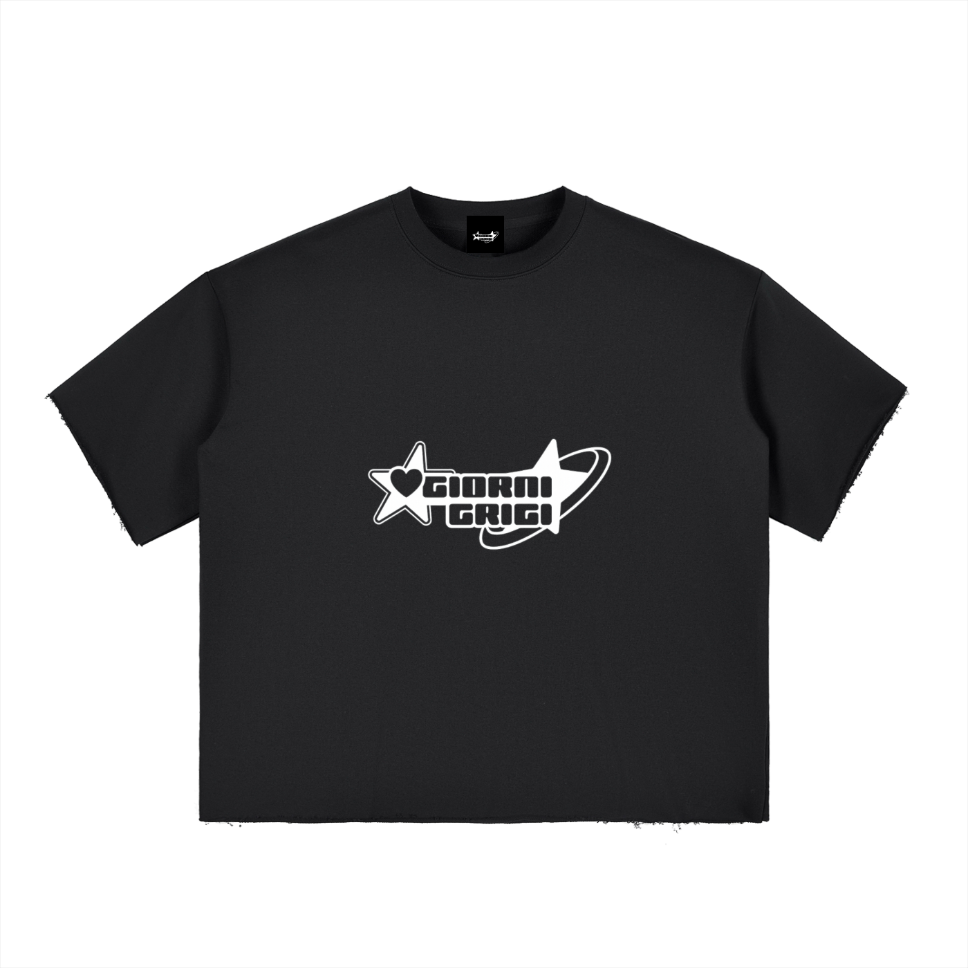 Boxy Half-Sleeve Raw-Edge T-Shirt